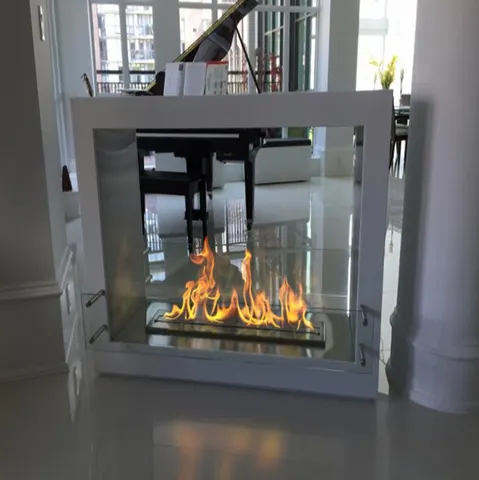 Foyer bioéthanol vitré Cadre 152 cm