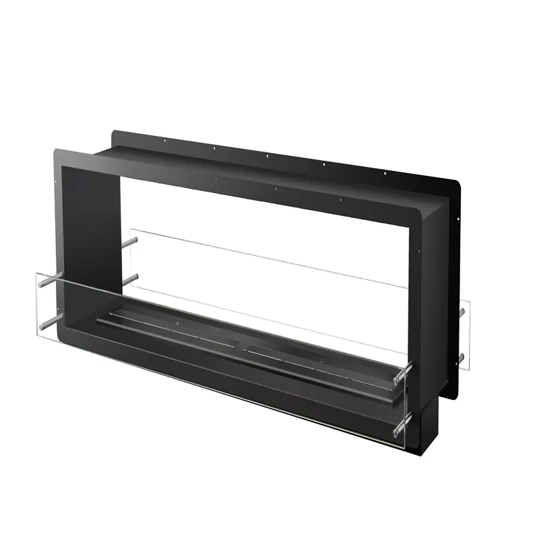 Foyer bioéthanol vitré Cadre 183 cm — cheminée murale au bioéthanol